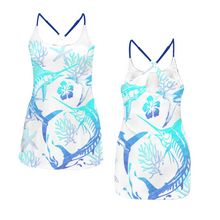 Load image into Gallery viewer, Marlin, Mahi and Sailfish tennis dress with shorts