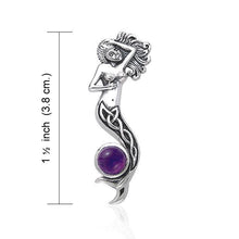 Load image into Gallery viewer, Birthstone Celtic Knot Mermaid Pendant TPD079