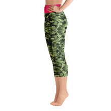 Load image into Gallery viewer, Green Saltwater Camo Yoga Capri Reel Mermaid Leggings